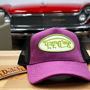 Brand New!!  Von Dutch Purple and Black Trucker Velvet Hat